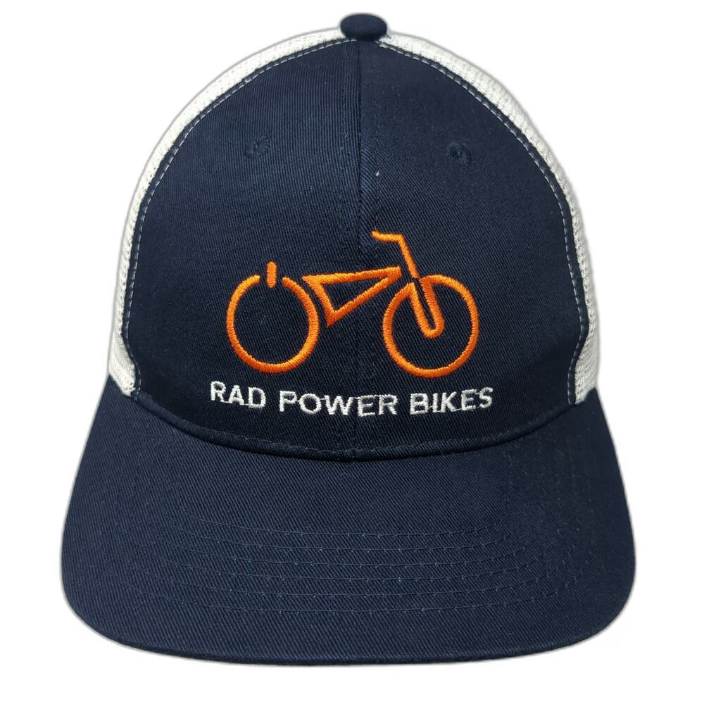 Rad Power Bikes Trucker Hat Blue Orange White One Size Mesh Back Snapback Brim